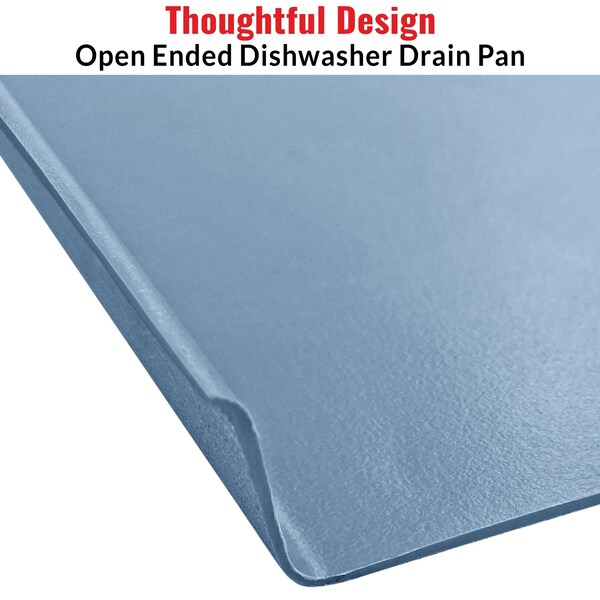 Dishwasher Drain Pan - Open-Ended Directs Wtr Upfront For Leak Detection  - 24 Inch X 20.5 Inch, Gry